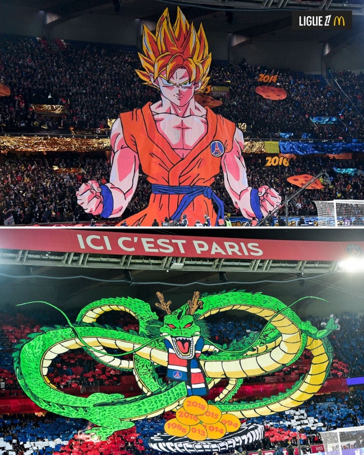 逝世一周年，法甲官推曬昔日巴黎主場(chǎng)龍珠TIFO：鳥山明經(jīng)典永存